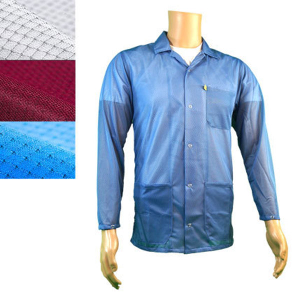 Transforming Technologies ESD Jacket, Lapel Collar, Snap Cuff, Color: Burgundy, Medium JKC8803SPBG